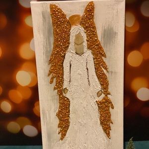 Resin Art and textured handmade Angel painting